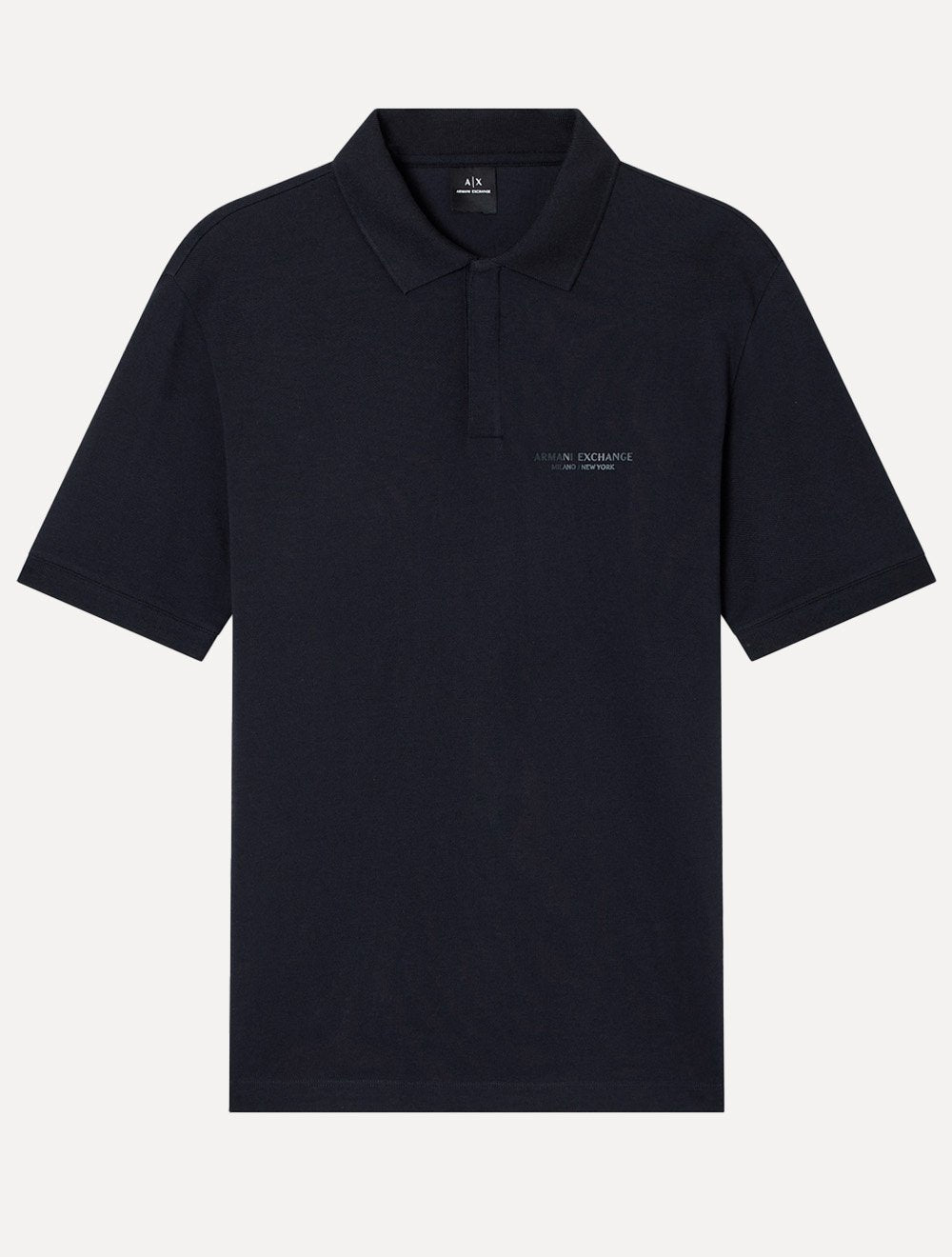 Polo Armani Exchange Regular Fit Light Logo Milano Azul Marinho