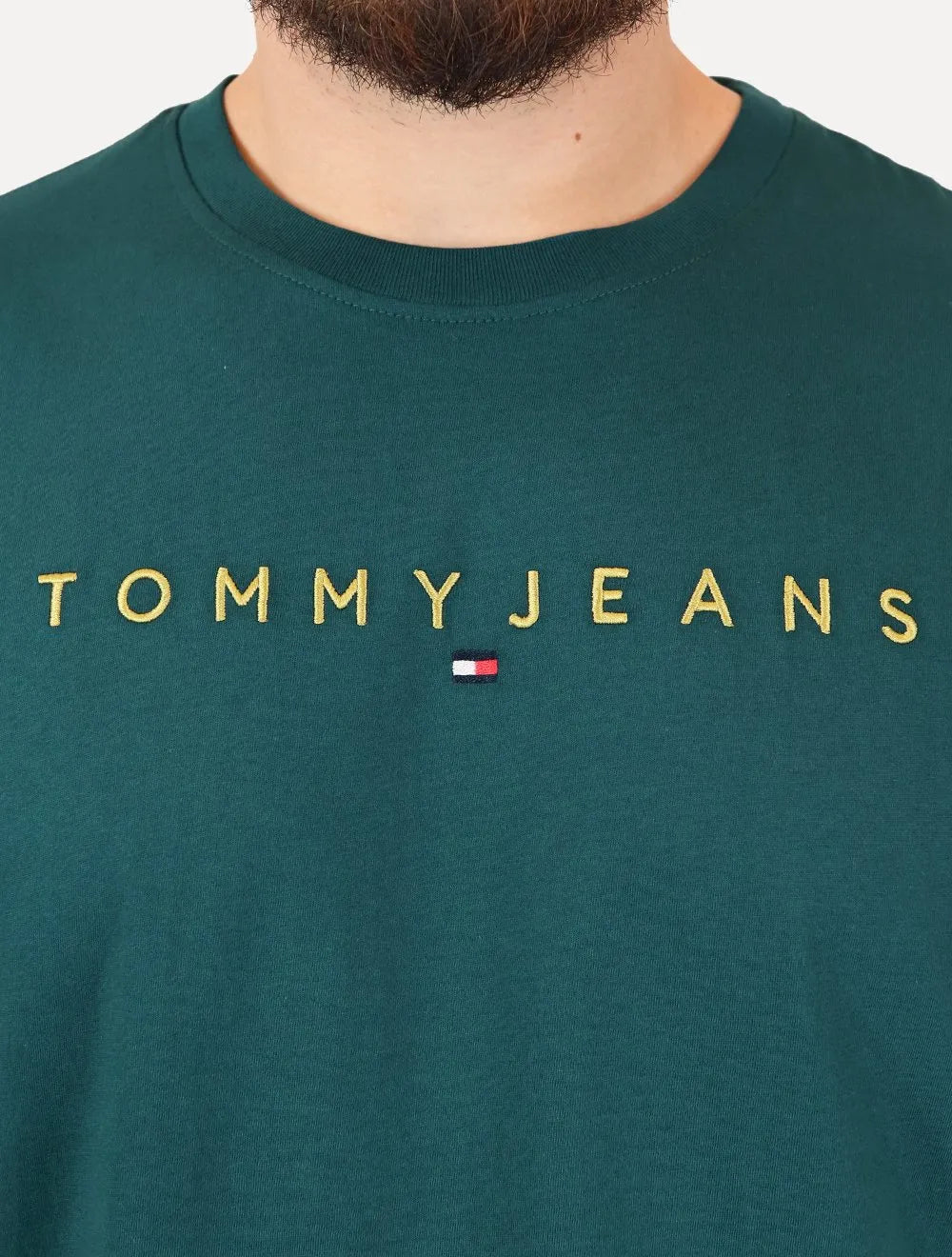 Camiseta Tommy Jeans Masculina Core Linear Gold Logo Verde