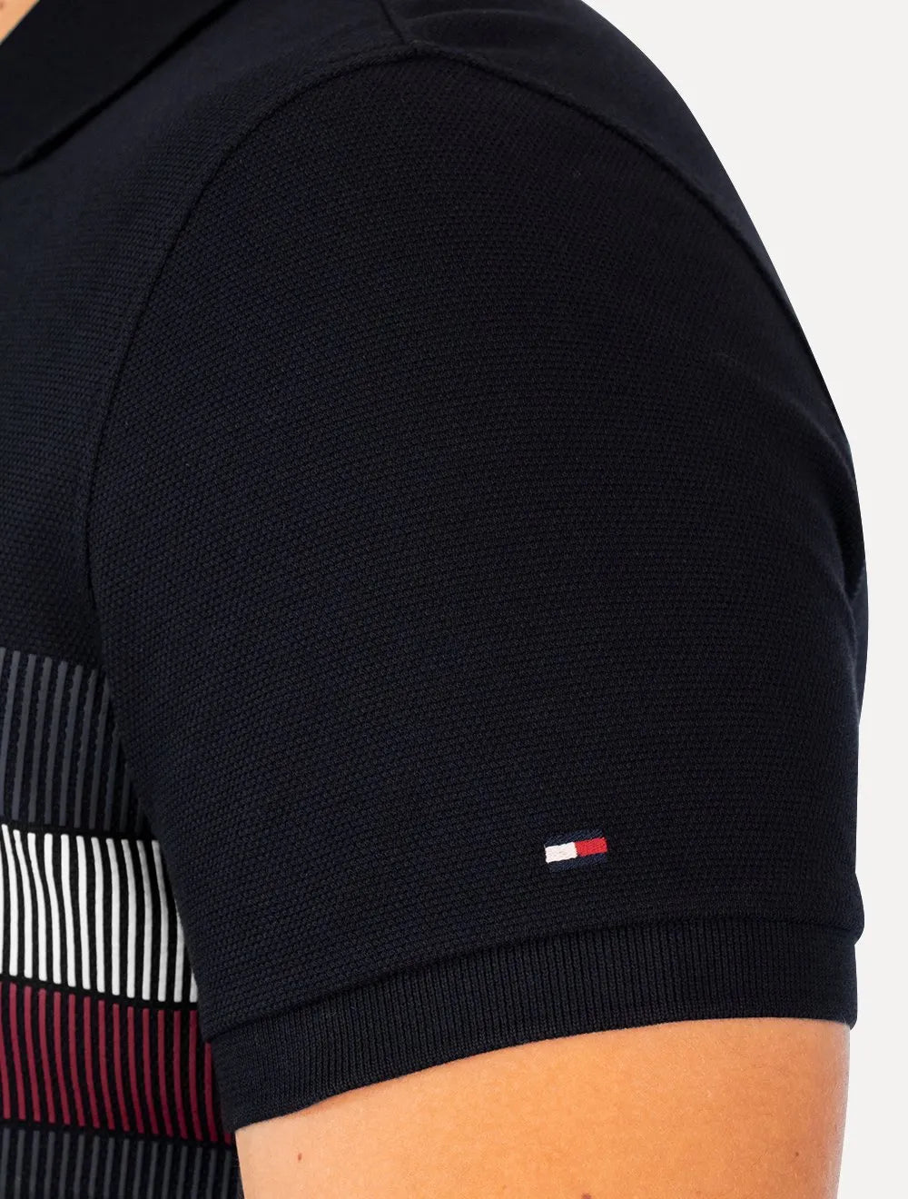 Polo Tommy Hilfiger Masculina Regular Shadow Global Stripe Azul Marinho