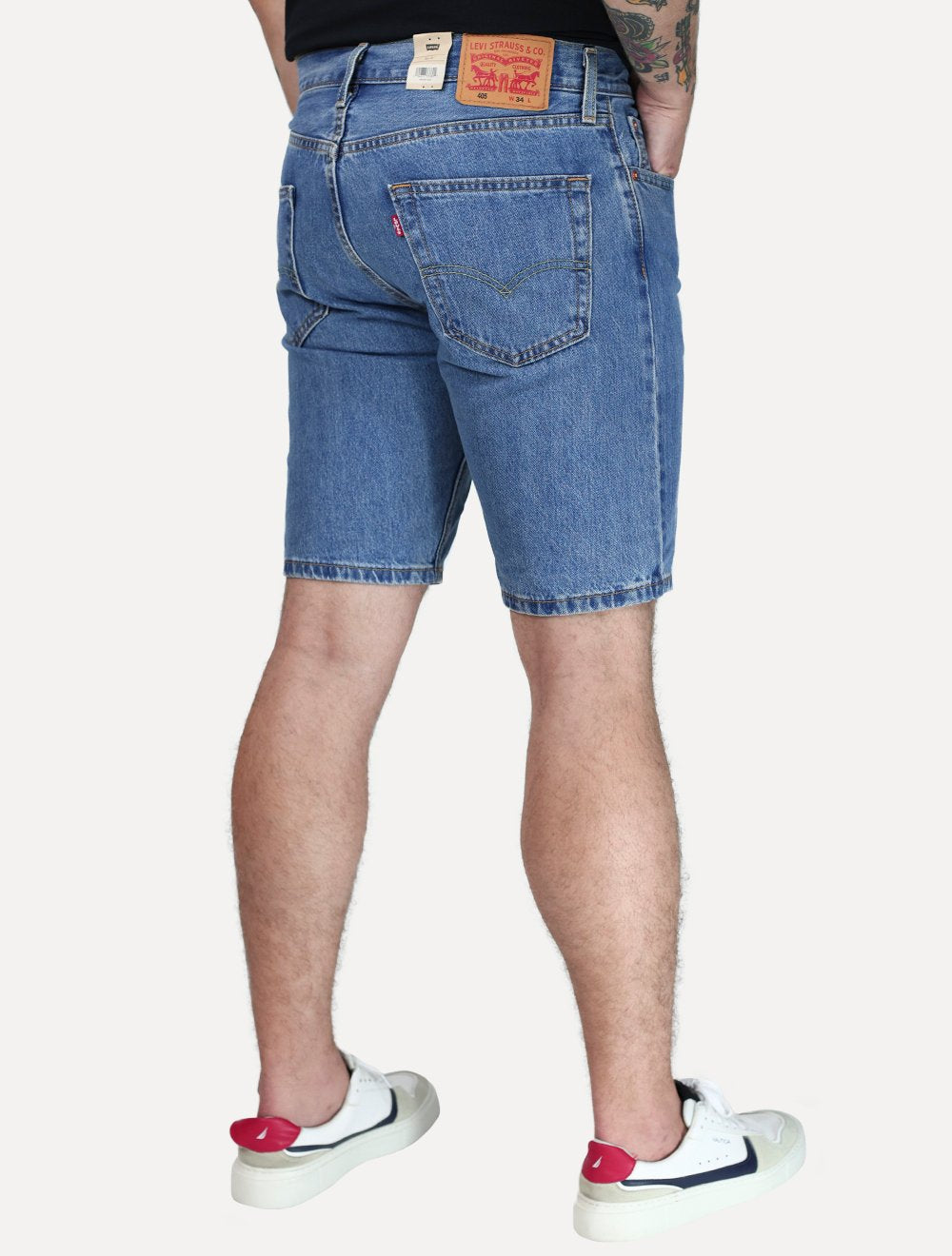 Bermuda Levis Jeans Masculina 405 Standard Shorts Stretch Azul