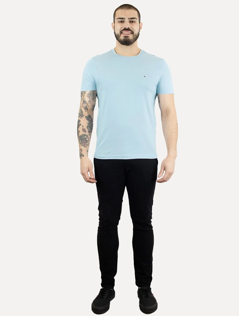 Camiseta Aramis Masculina Basic Lisa Azul Pastel