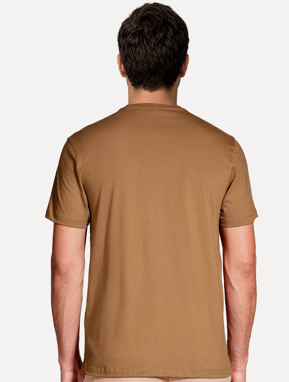 Camiseta Aramis Masculina Basic Lisa Mono Logo Marrom Médio