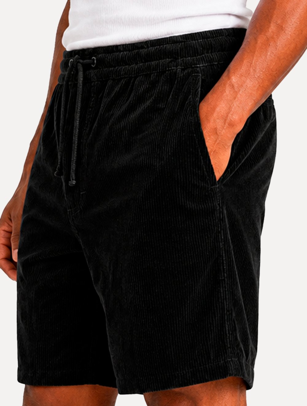 Bermuda Reserva Masculina Elástico Cotelê Preta