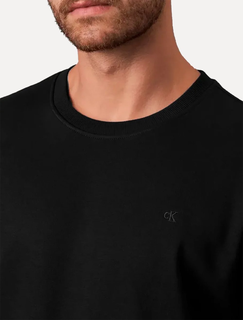 Moletom Calvin Klein Jeans Crewneck CK Logo Embroidered Preto