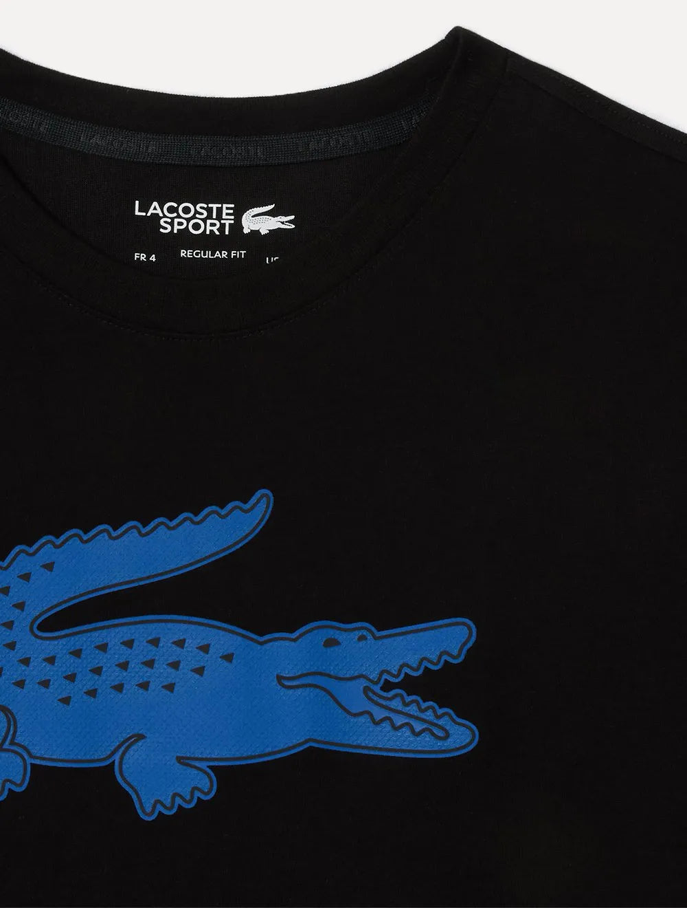 Camiseta Lacoste Masculina Jersey Sport 3D Blue Logo Preta
