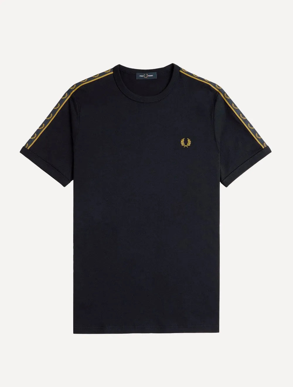 Camiseta Fred Perry Masculina Regular Gold Contrast Tape Ringer Azul Marinho