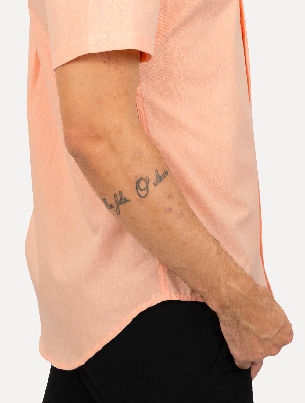 Camisa Ralph Lauren Masculina Manga Curta Oxford Navy Logo Salmão Mescla