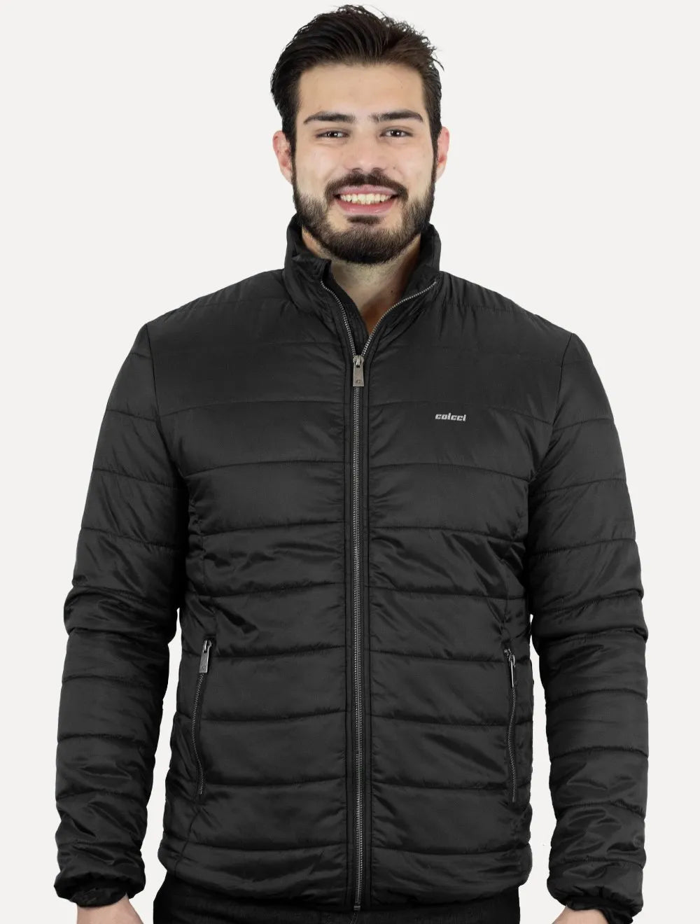 Jaqueta Colcci Masculina Matelasse Gola Alta Preta