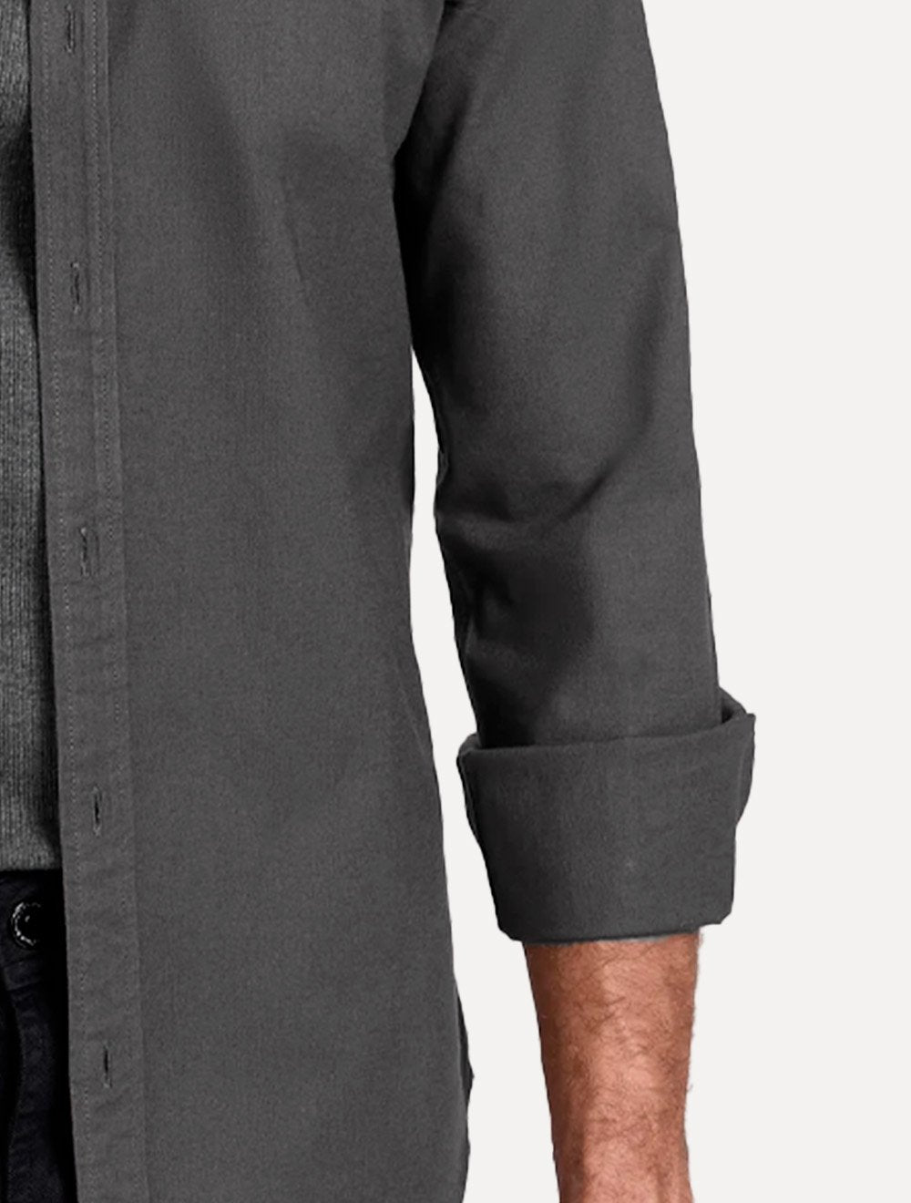 Camisa John John Masculina Slim Oxford Dark Logo Cinza Escuro