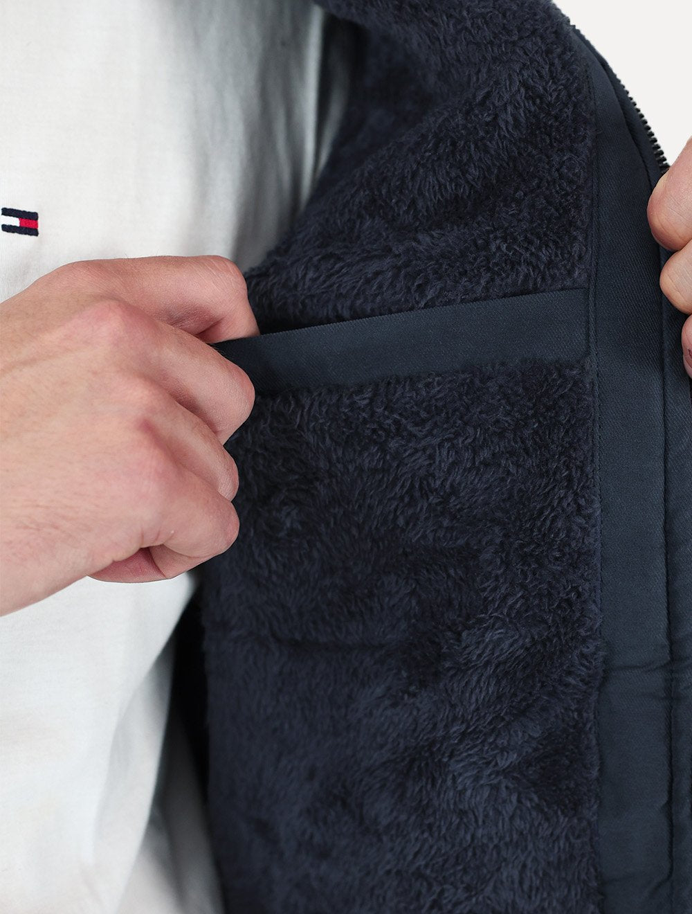 Jaqueta Dixen Masculina Sarja Forrada Zíper Frontal Azul Marinho