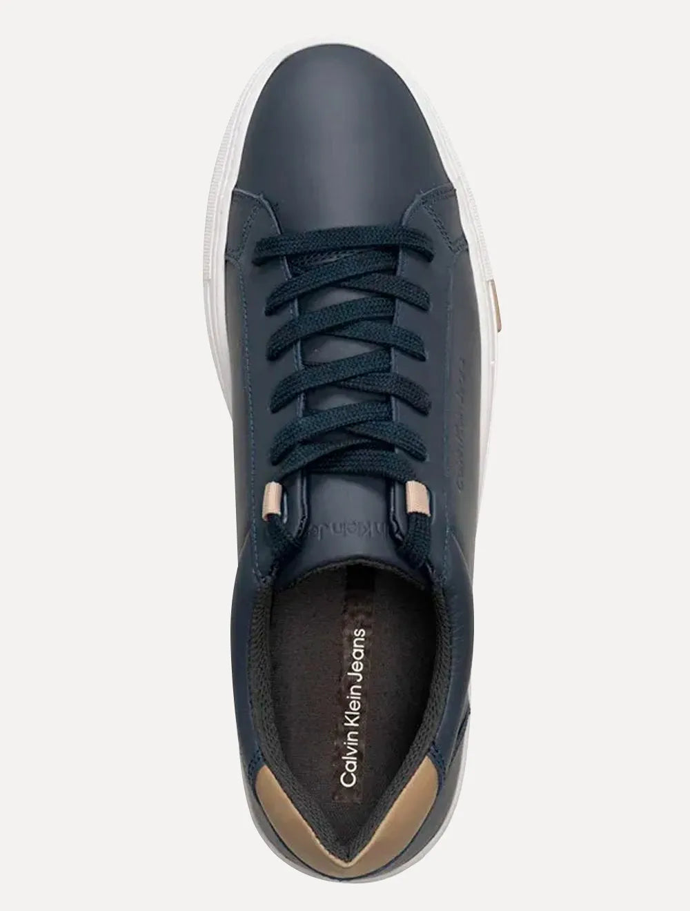 Tênis Calvin Klein Jeans Masculino Couro Project Queima Cáqui/Marinho