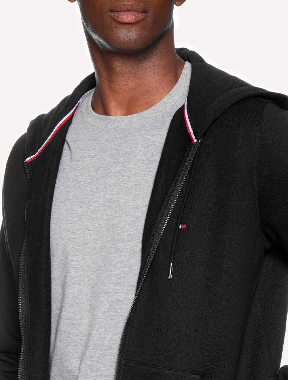 Moletom Tommy Hilfiger Masculino Flag Logo Zip-Through Hoody Preto