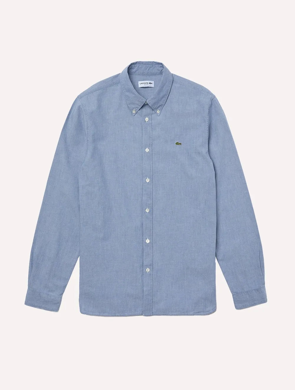 Camisa Lacoste Masculina Slim Cotton Chambray Azul Escuro Mescla