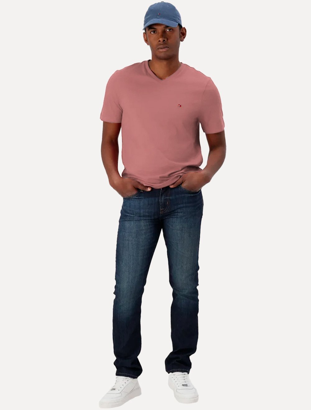 Camiseta Tommy Hilfiger Masculina Essential V-Neck Salmão