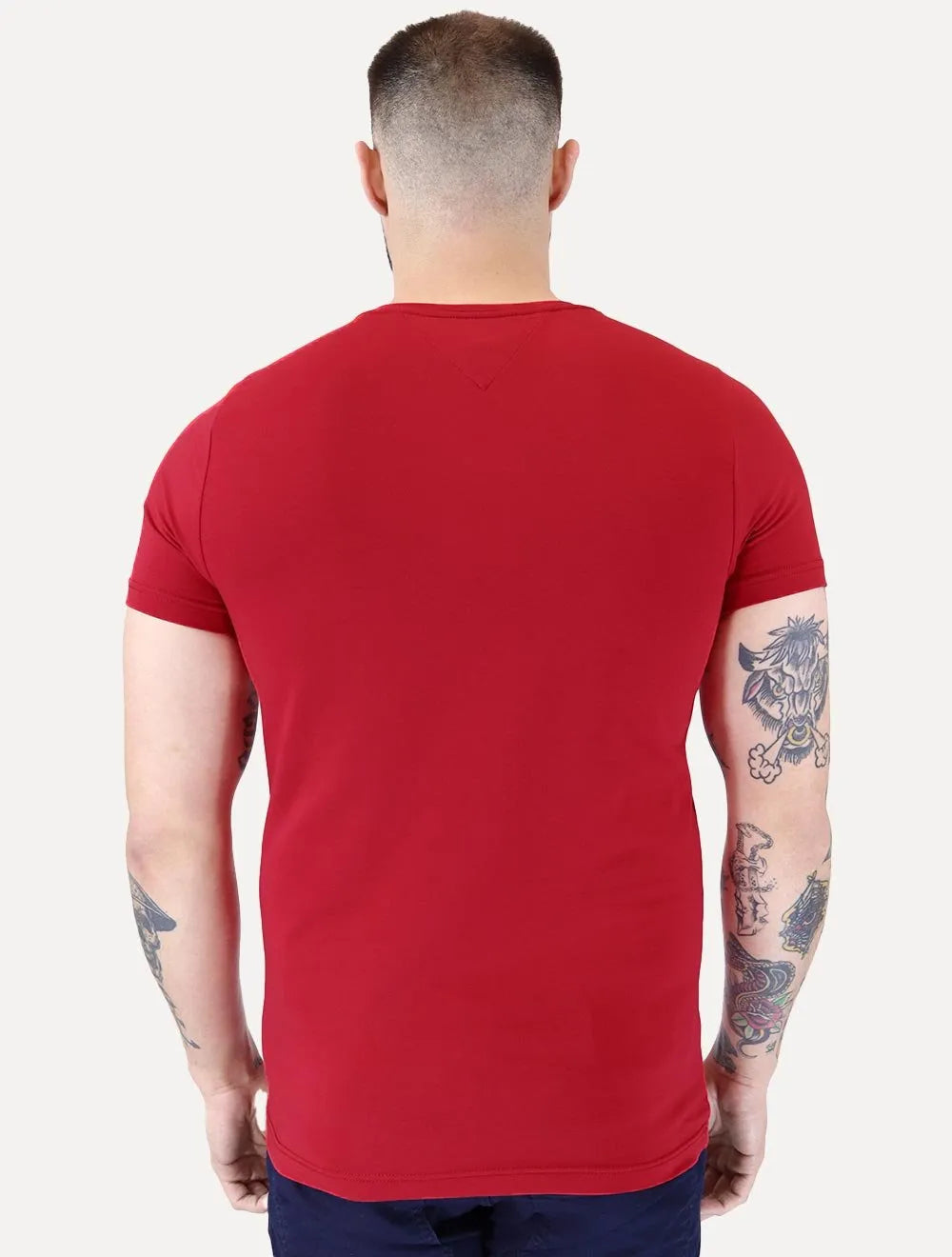 Camiseta Tommy Hilfiger Masculina Slim Fit Essential Stretch Vermelha