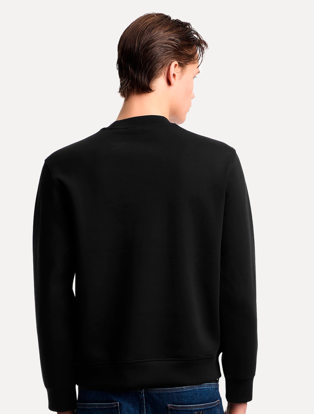 Blusa Moletom Emporio Armani Masculina Essential EA Logo Embroidery Preta