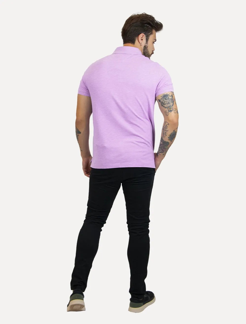 Polo Tommy Hilfiger Masculina Regular Piquet 1985 Lilás Mescla