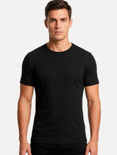 Camiseta Calvin Klein Jeans Masculina Manga Curta Ribana Gola Preta
