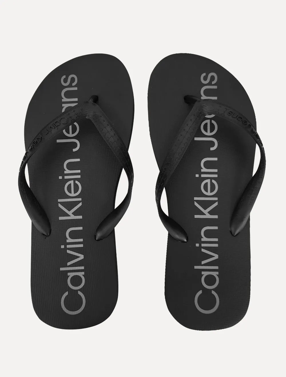 Chinelo Calvin Klein Jeans Silk Grey Logo Básico Preto
