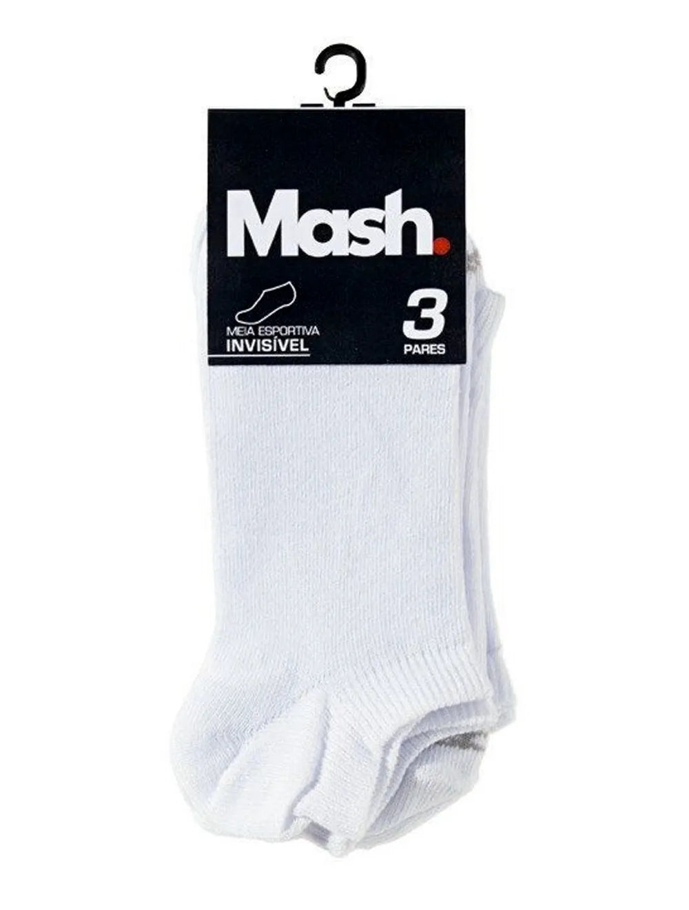 Meia Mash Esportiva Invisível Branca Kit 3 Pares