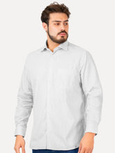 Camisa Dudalina Masculina Comfort Pocket Listrada Lines Branca