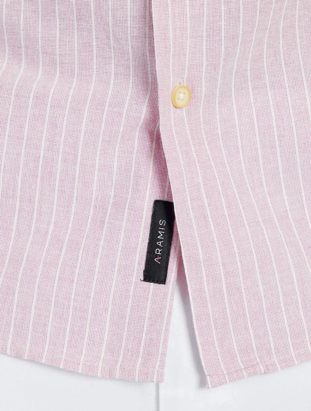 Camisa Aramis Masculina Slim Cambraia Listrada Rosa Claro