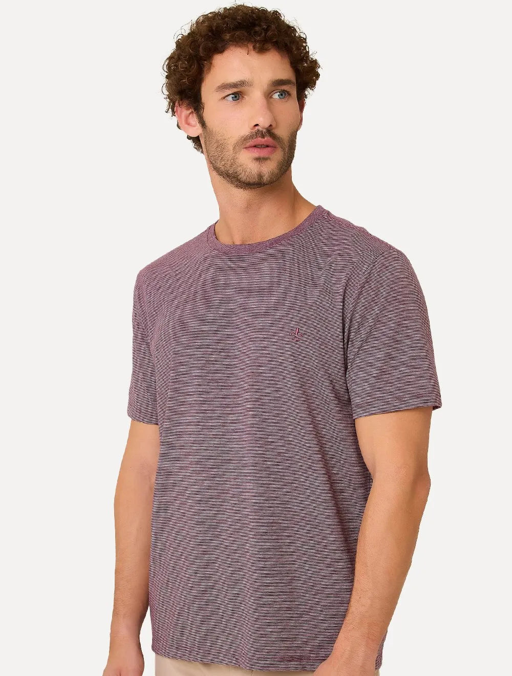 Camiseta Dudalina Masculina Mini Stripes Bordô
