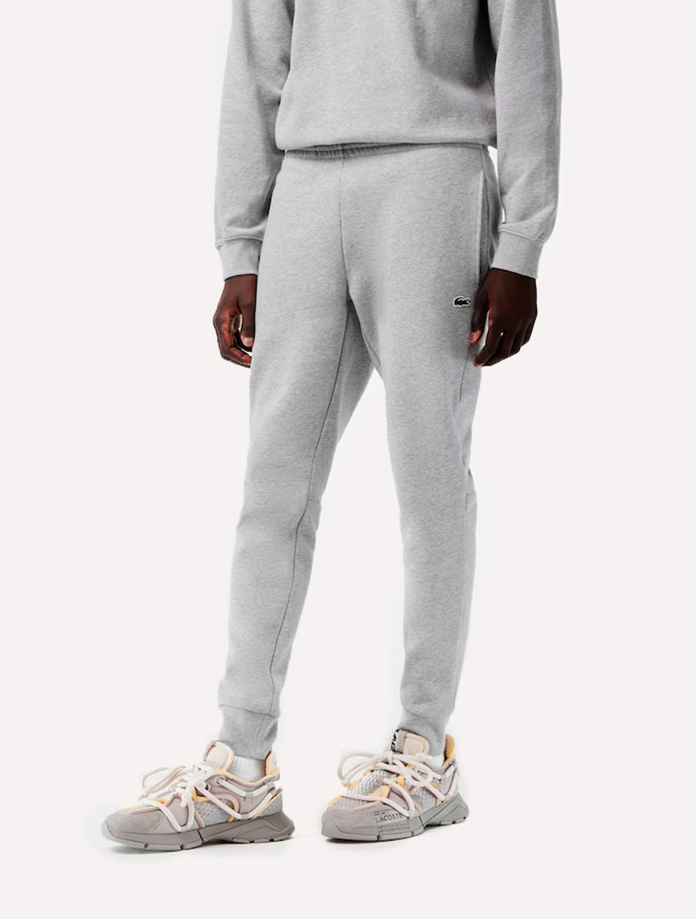 Calça Lacoste Masculina Slim Moletom Jogger Croco Cinza Mescla