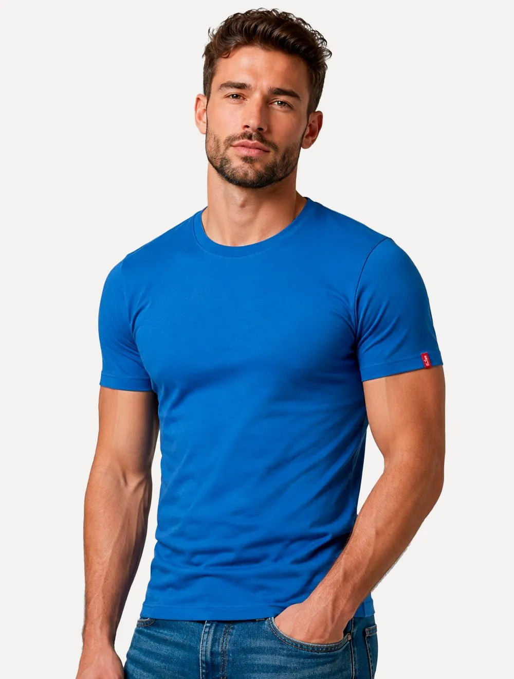 Camiseta Levis Masculina Slim Tag Sleeve Lisa Azul