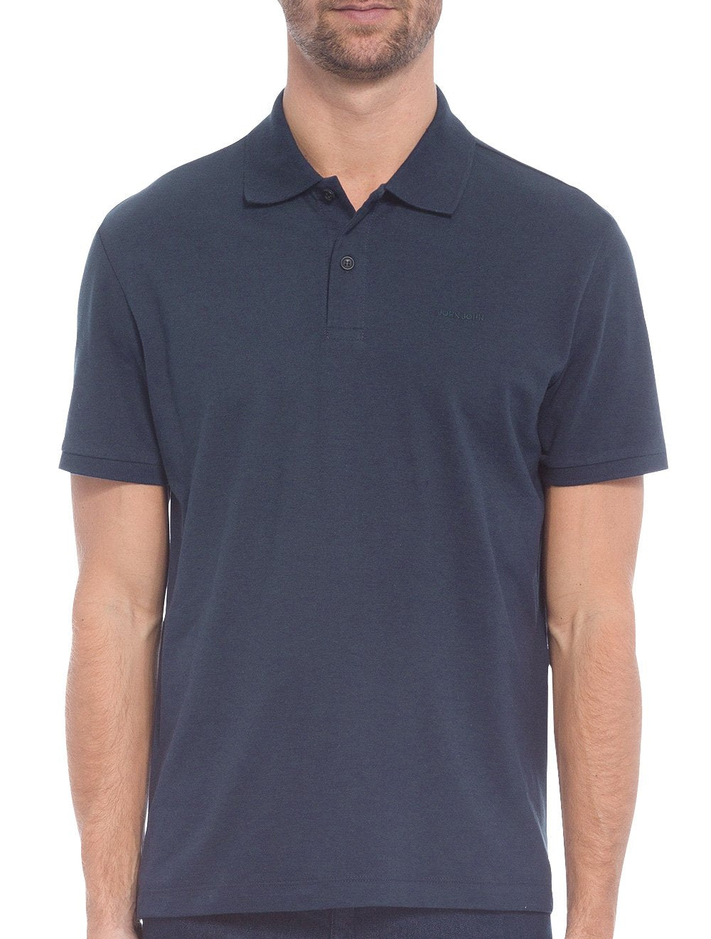 Polo John John Masculina New Simple Logo Azul Escuro