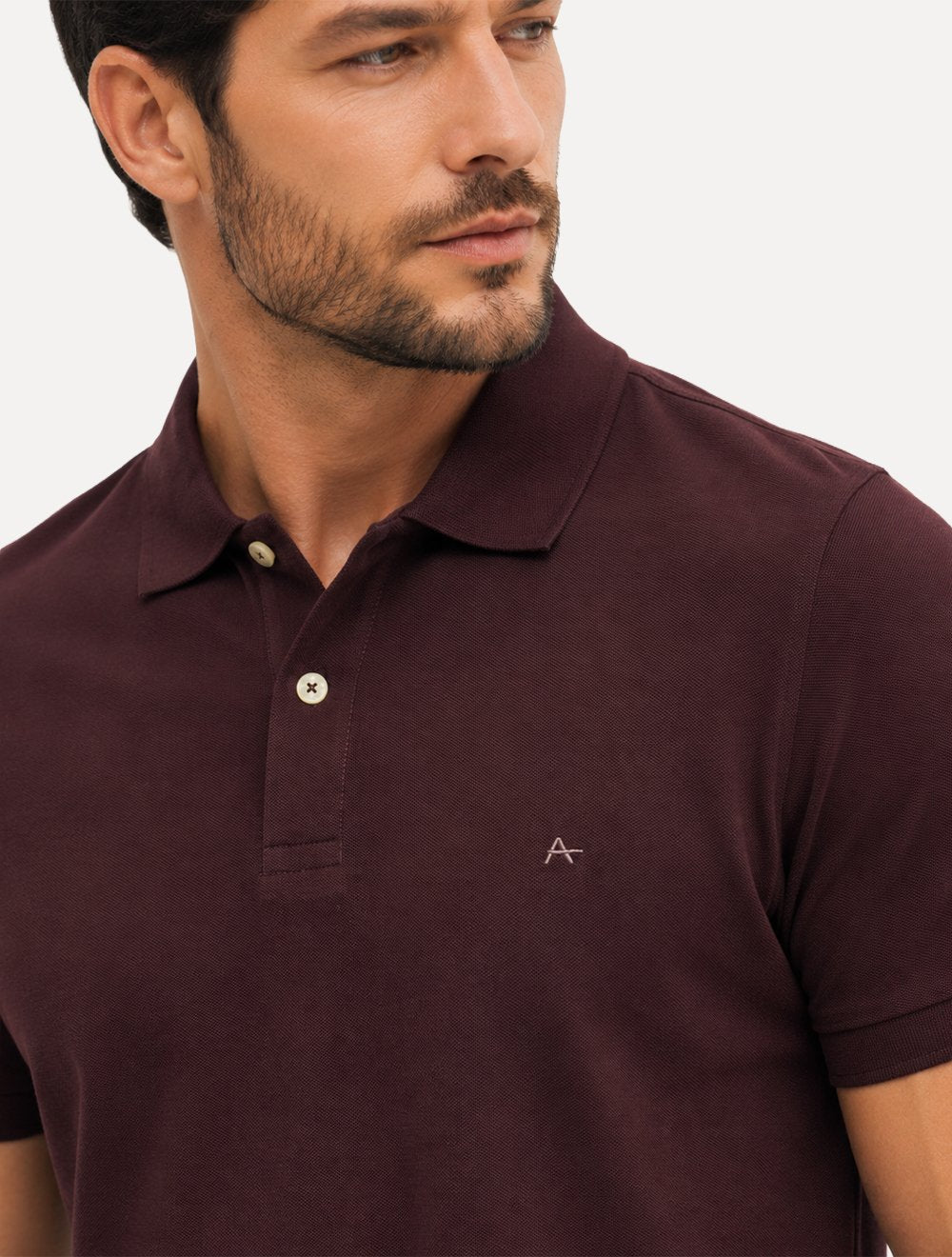 Polo Aramis Masculina Basic Piquet Mono Bordeaux Bordô Escuro