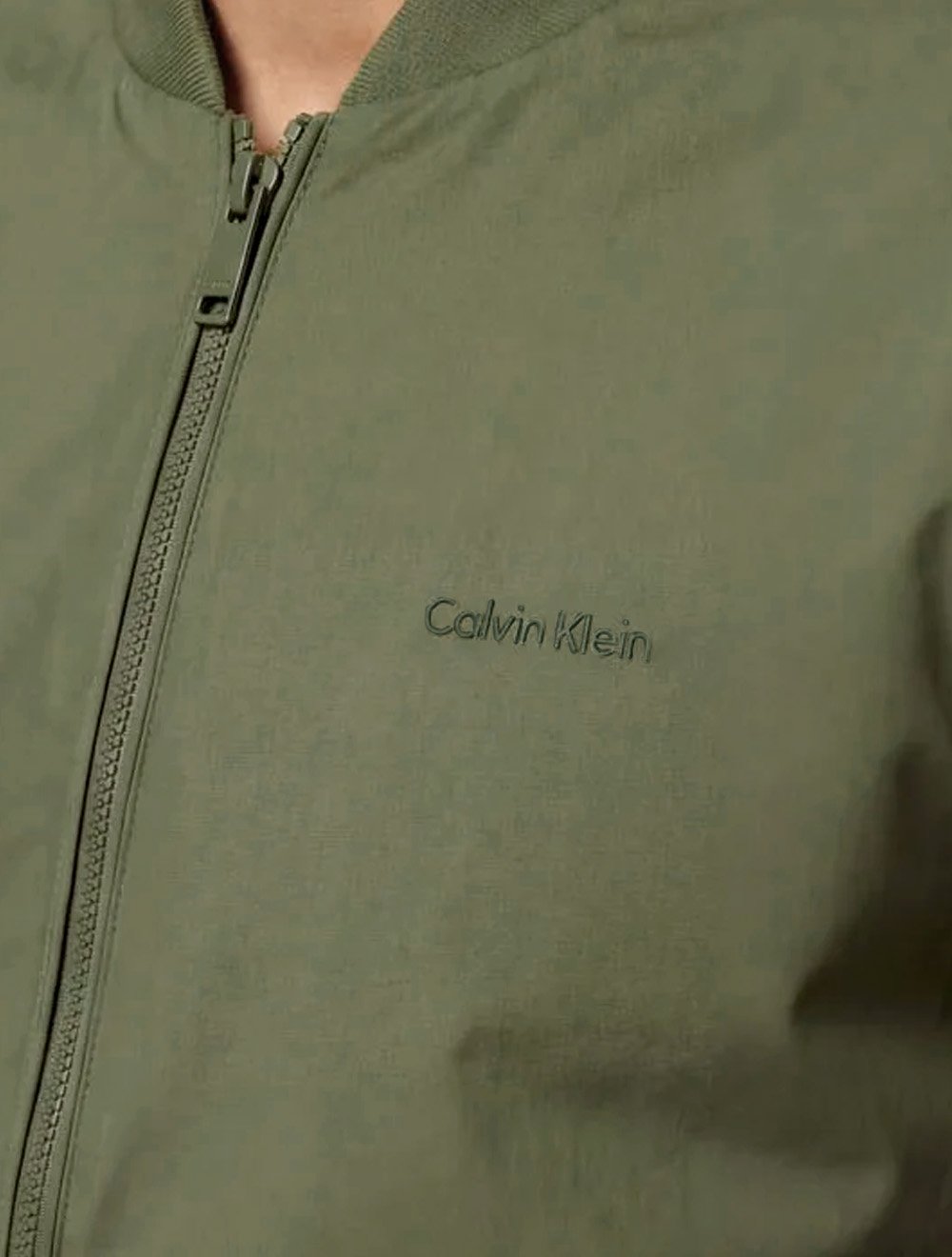 Jaqueta Calvin Klein Masculina Bomber Logo Full Zip Verde Oliva