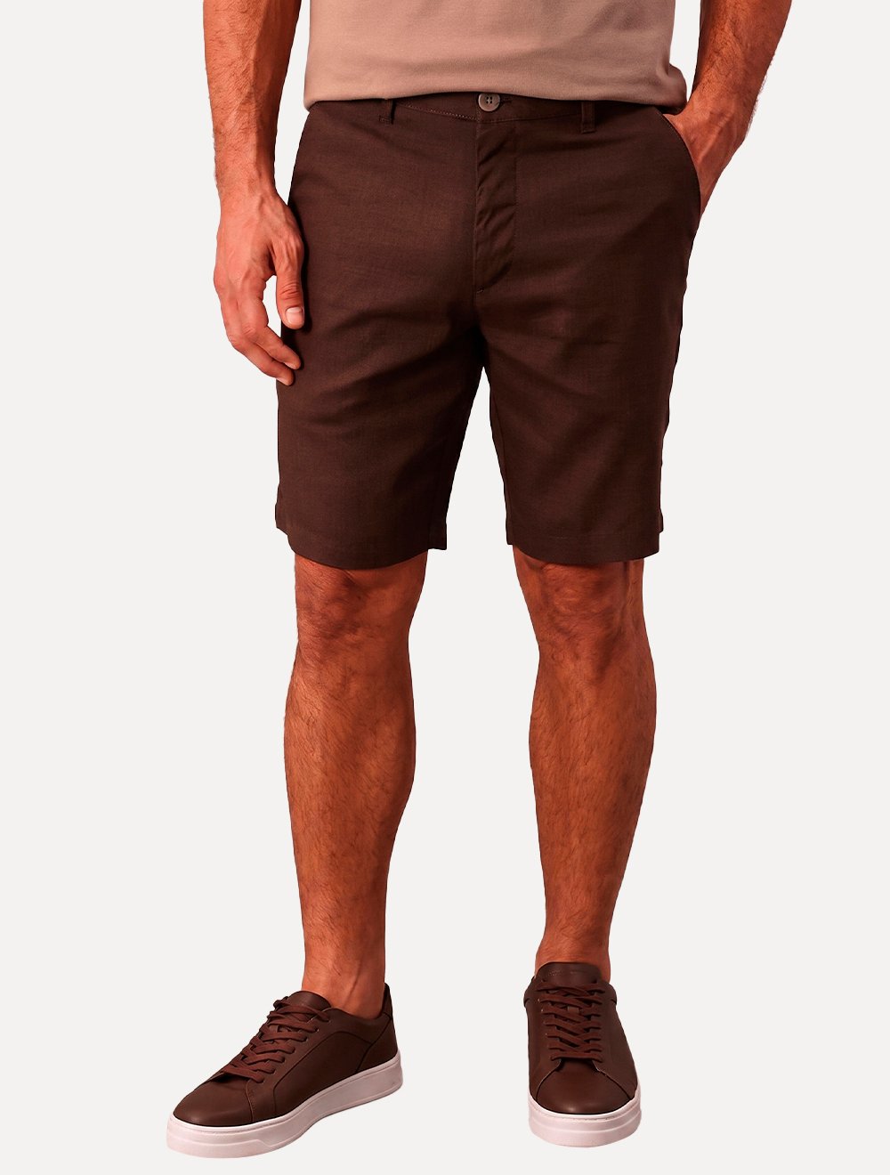 Bermuda Calvin Klein Jeans Masculina Botão 5 Pockets Marrom Escuro