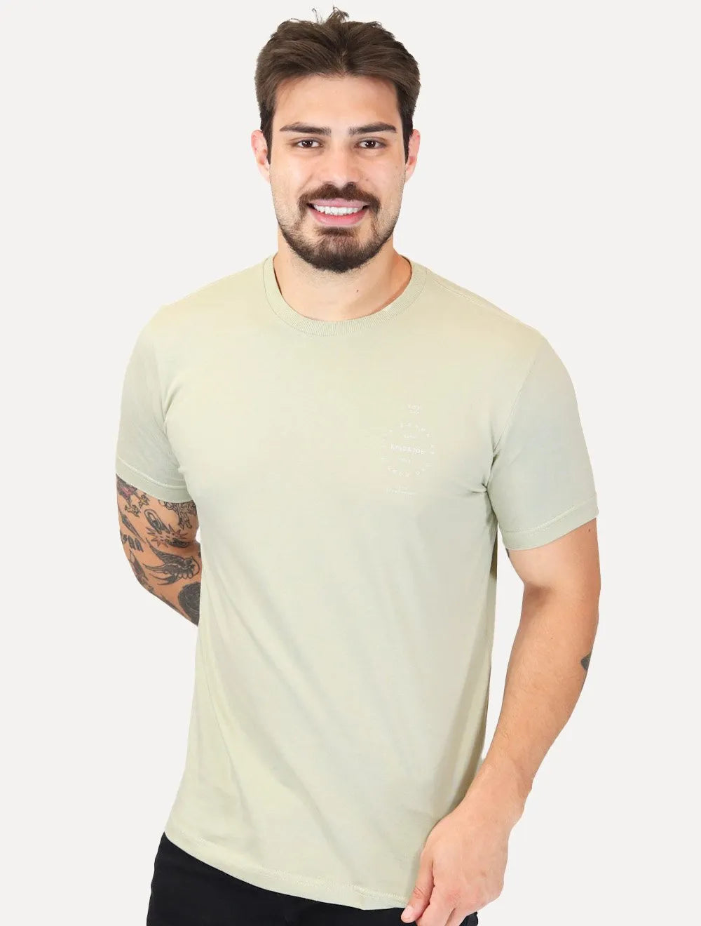 Camiseta King & Joe Masculina Good Day Logo Peito Verde Claro