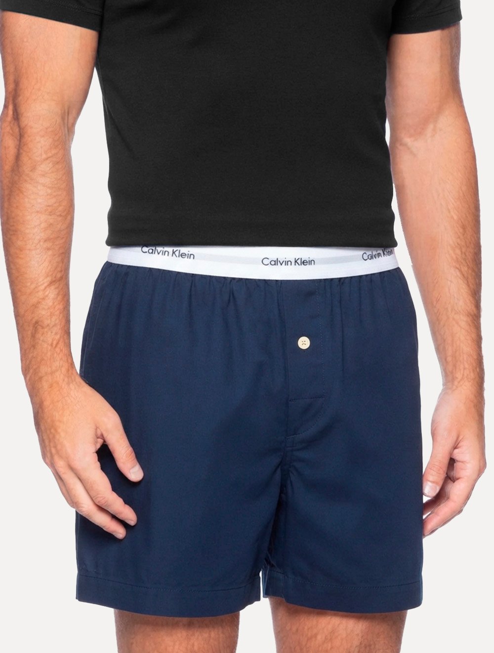 Cueca Calvin Klein Samba Canção New Logo Tricoline Azul Marinho