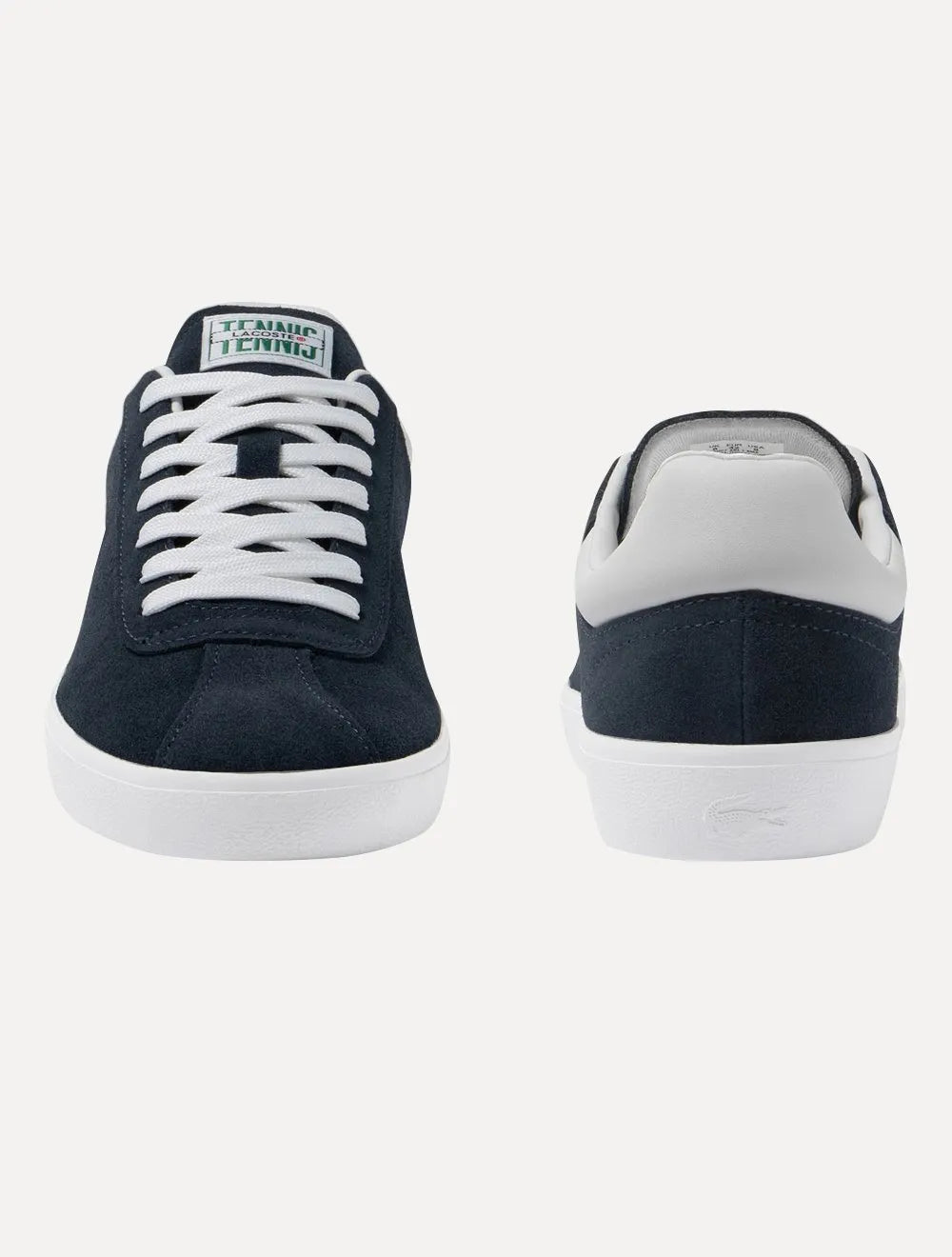 Tênis Lacoste Masculino Couro Suede Baseshot Nvy/Wht Azu Marinho