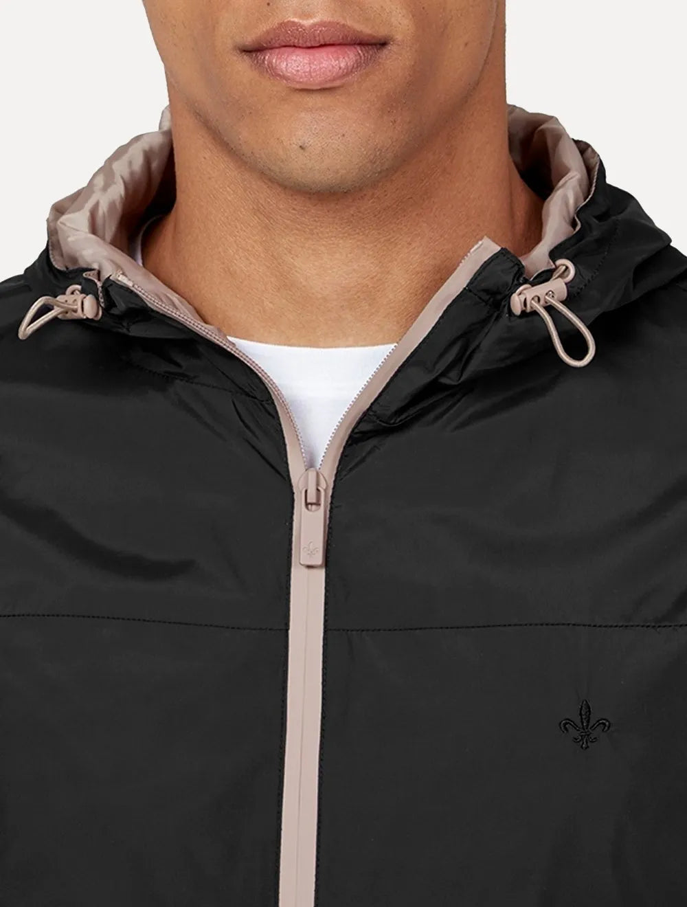 Jaqueta Dudalina Masculina Nylon Hoodie Corta Vento Color Preta