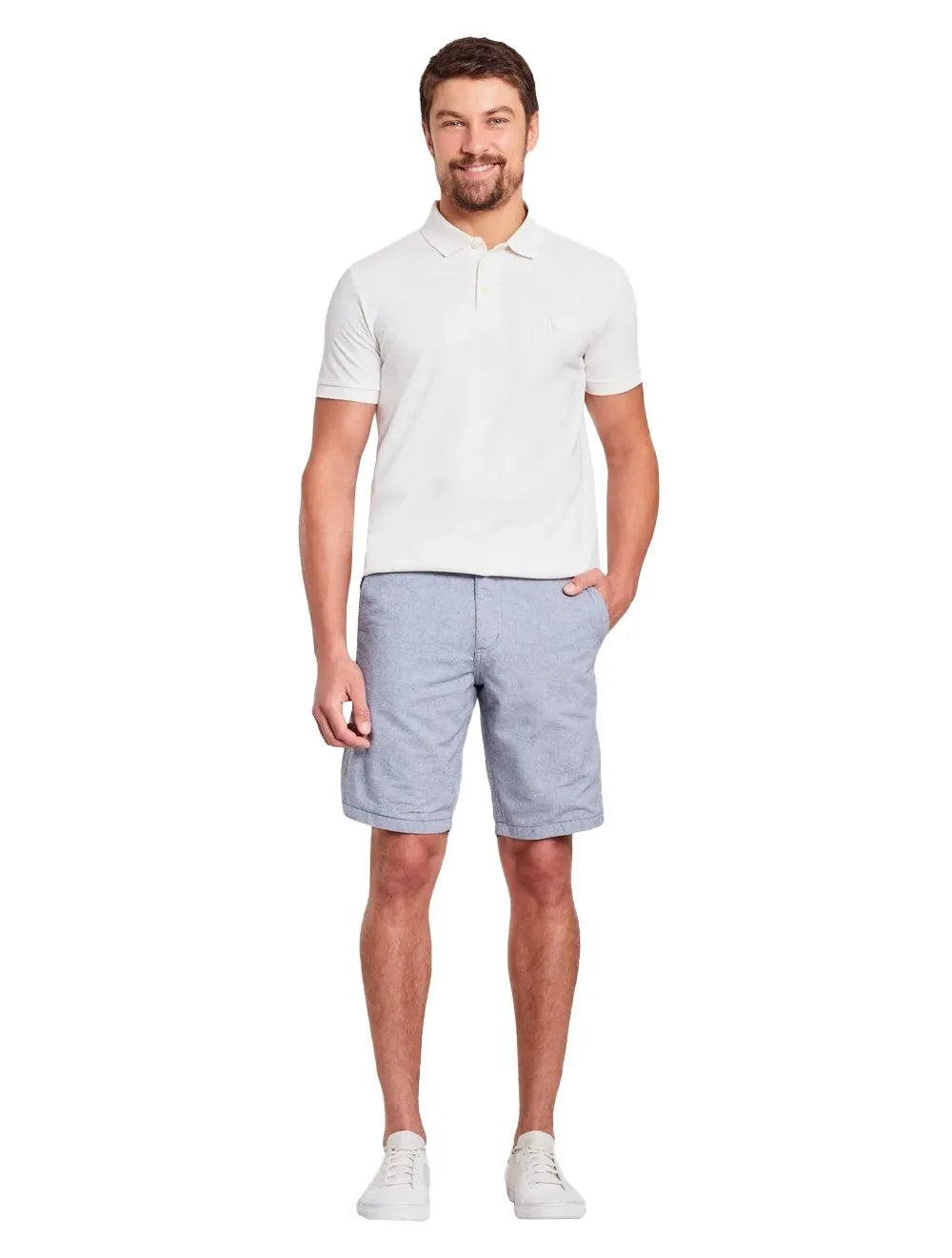 Bermuda Reserva Masculina Oxford Forro Meia Malha Marinho Mescla