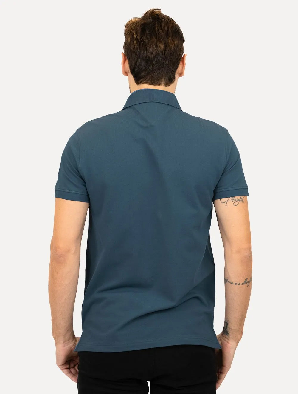 Polo Tommy Hilfiger Masculina Slim Piquet 1985 Aegean Sea Azul Escuro