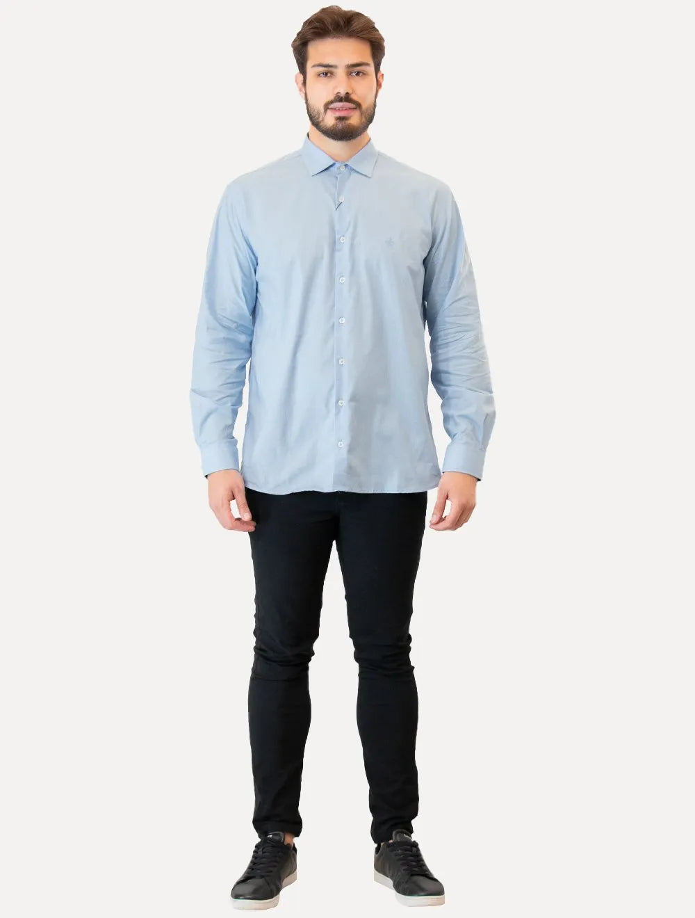 Camisa Dudalina Masculina Comfort Fit Lisa Azul Claro