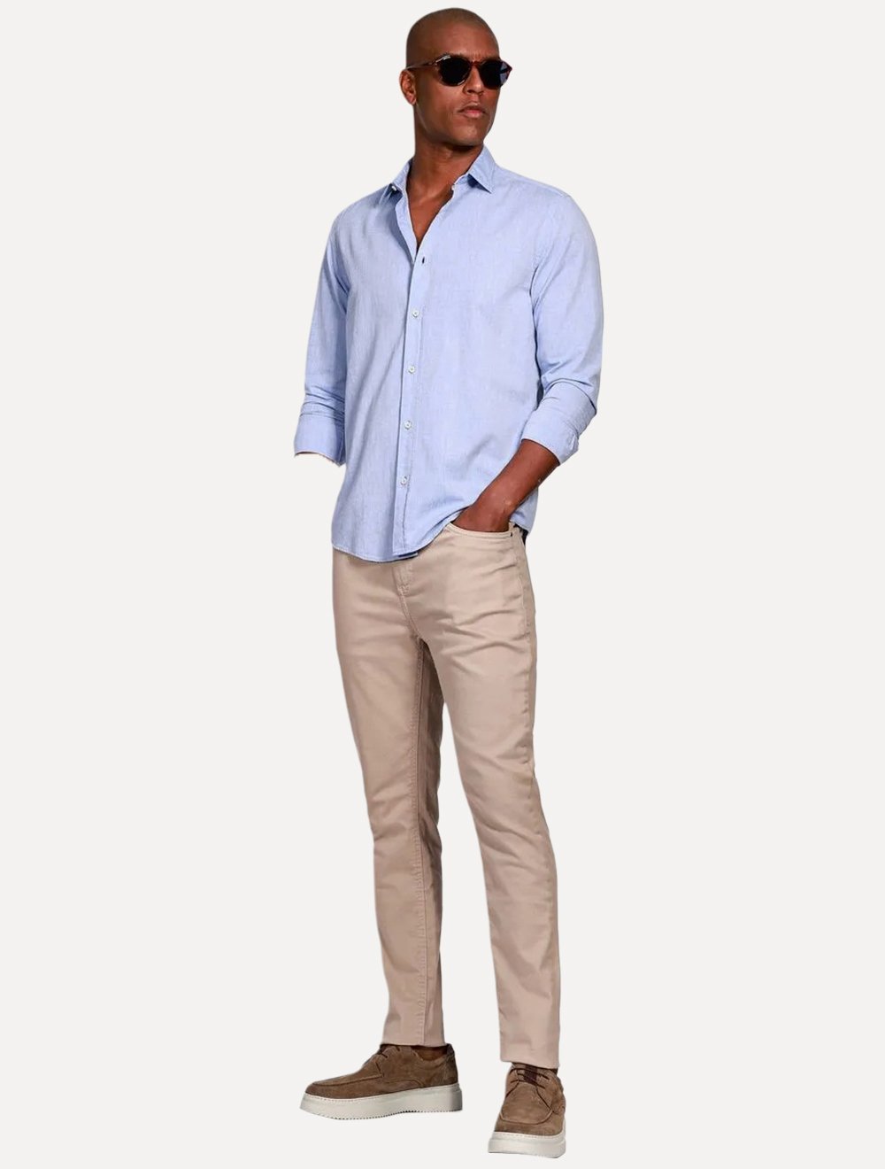 Camisa Aramis Masculina Slim Algodão Willis Azul Mescla