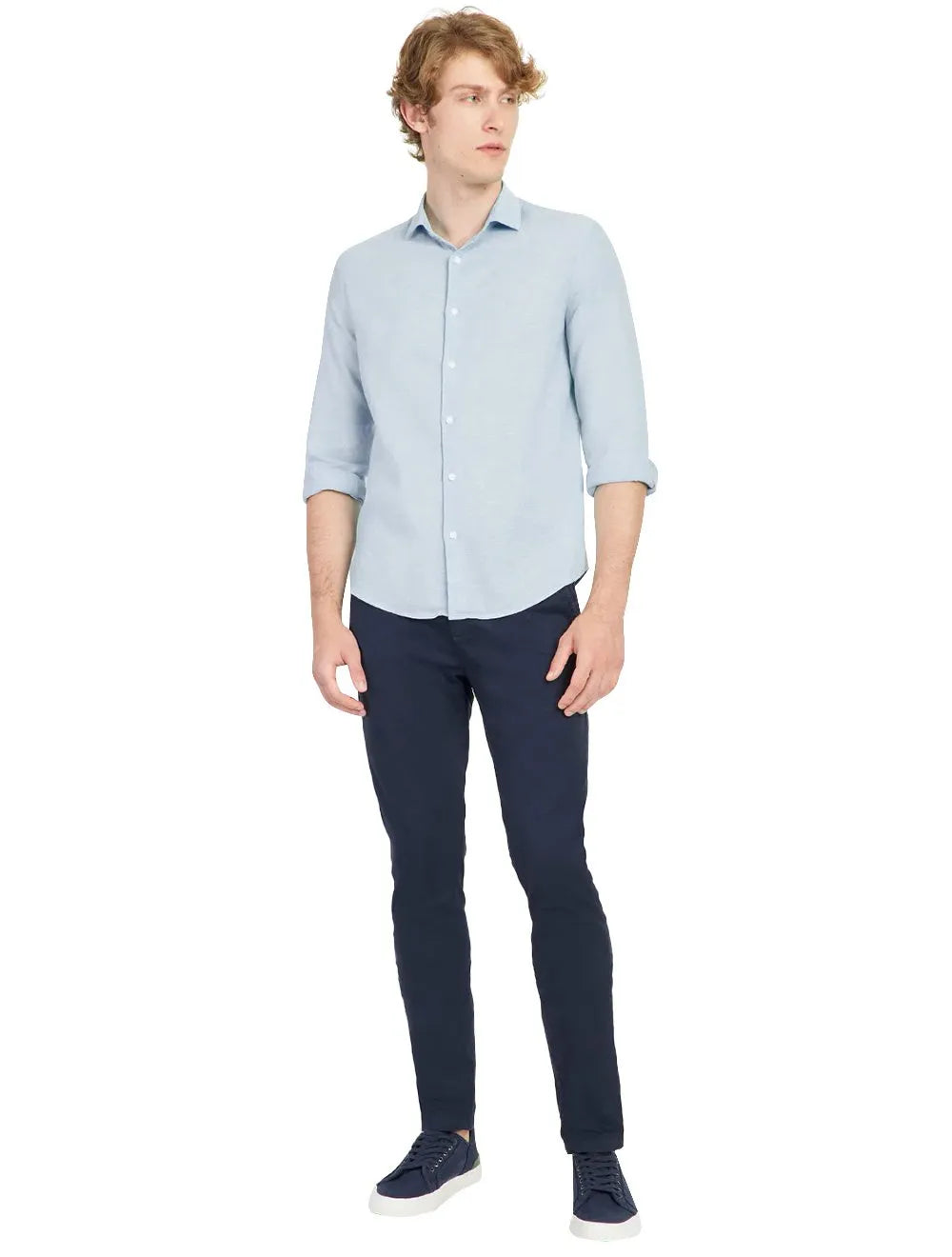 Camisa Aramis Masculina Regular Linho Algodão Azul Claro