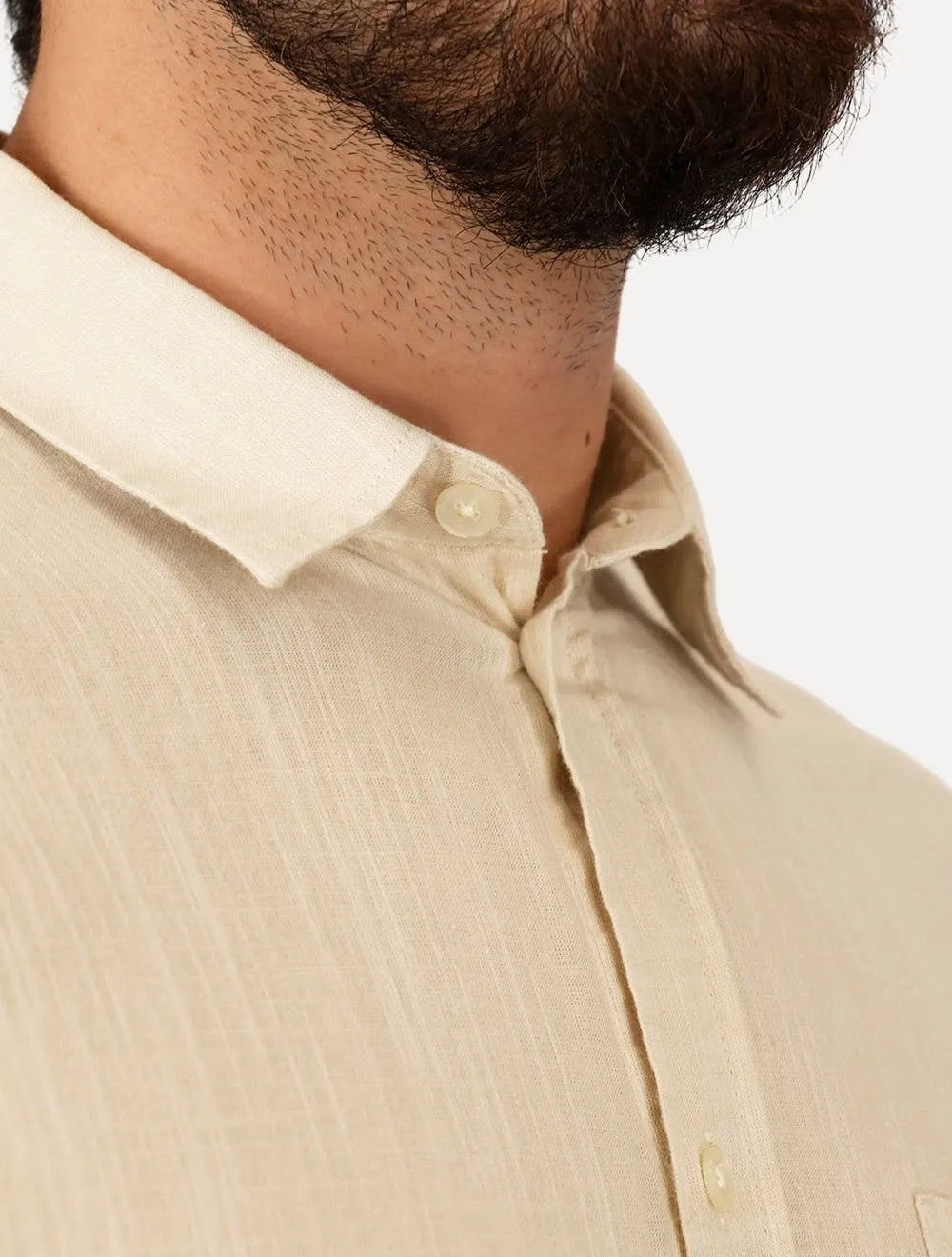 Camisa Tommy Jeans Masculina Regular Linen Blend Pocket Areia Mescla