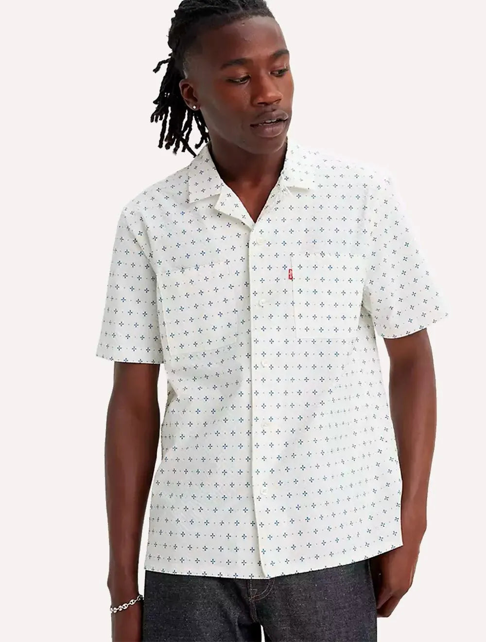 Camisa Levis Masculina Manga Curta Camp Texture Branca