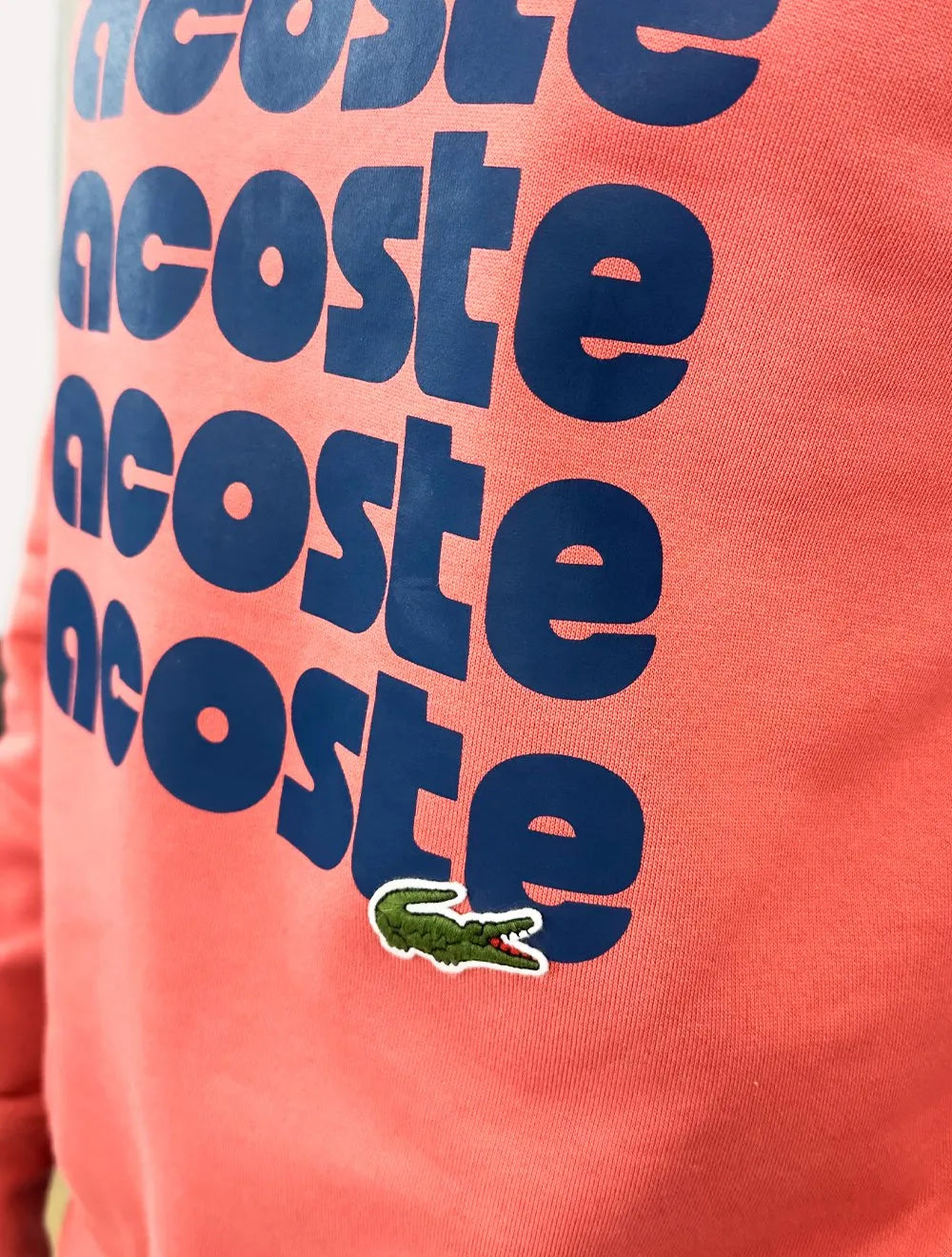 Moletom Lacoste Masculino Crewneck Classic Fit Blue Logo Vermelho