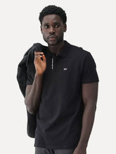 Polo Tommy Jeans Masculina Malha Relaxed Branded Placket Preta