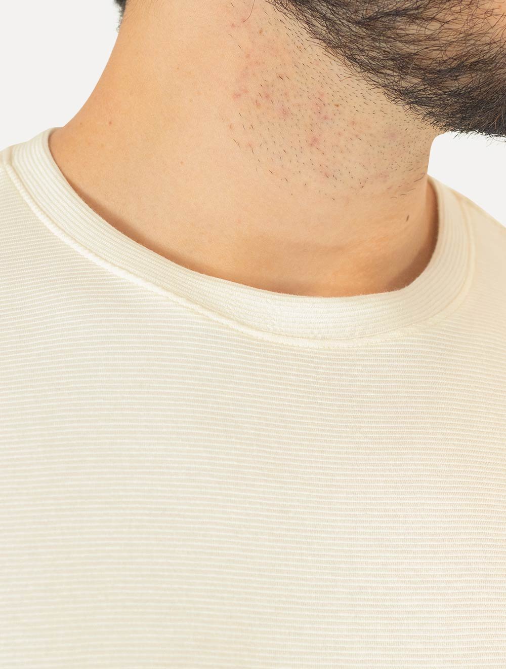 Camiseta Aramis Masculina Regular Textura Ottoman Off-White
