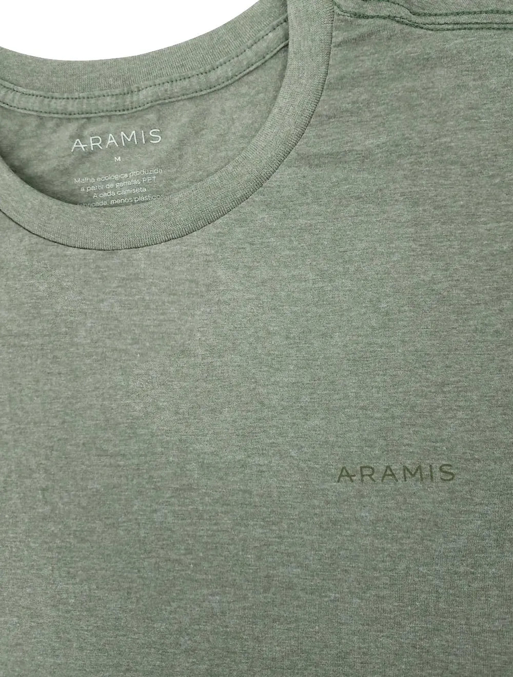 Camiseta Aramis Masculina Tingimento Eco Lisa Verde Militar Mescla