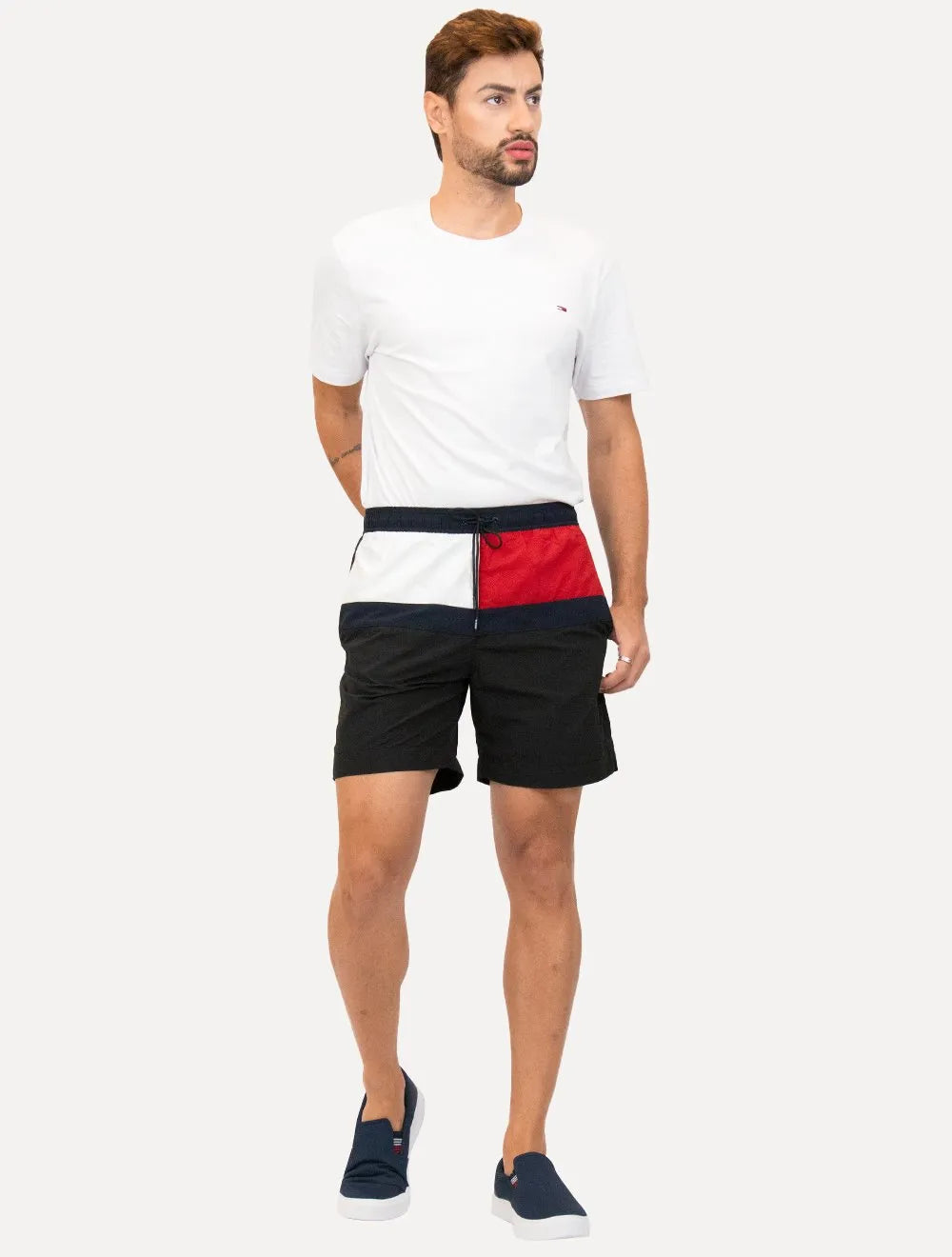 Short Tommy Hilfiger Long Drawstring Colourblock Sash Preto