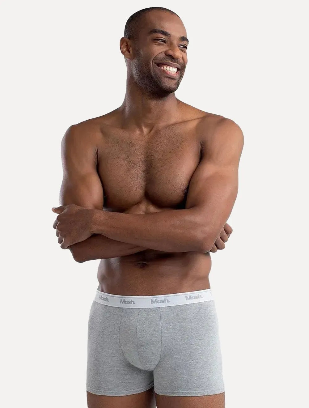Cueca Mash Boxer Cotton Basic Azul Médio/ Cinza Mescla Pack 2UN